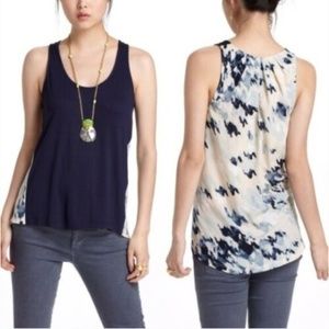 Anthropologie Deletta Mixed Media Top Blue Small